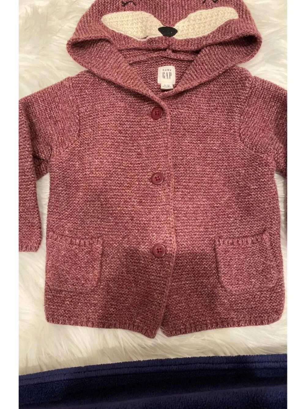 Gap baby Girl's Animal Hooded Cardigan Cotton Buttoned Sweater, Size 6-12 mos.